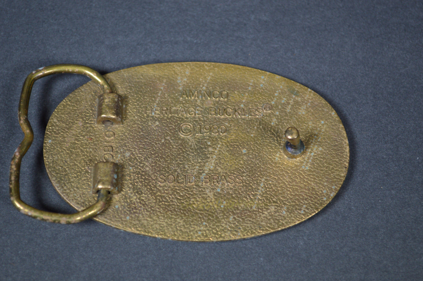 Vintage I Never Get Lost Aminco Heritage Brass Belt Buckle