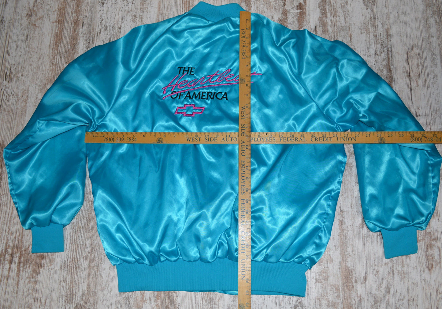 Vintage Chevrolet Heartbeat of America Satin Bomber Jacket 1980s