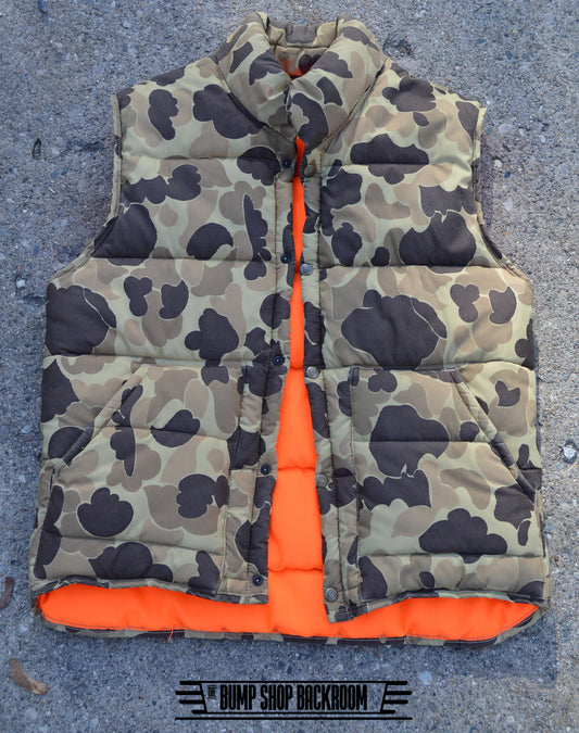 Vintage Columbia Duck Camo Puffer Vest Reversible 80s