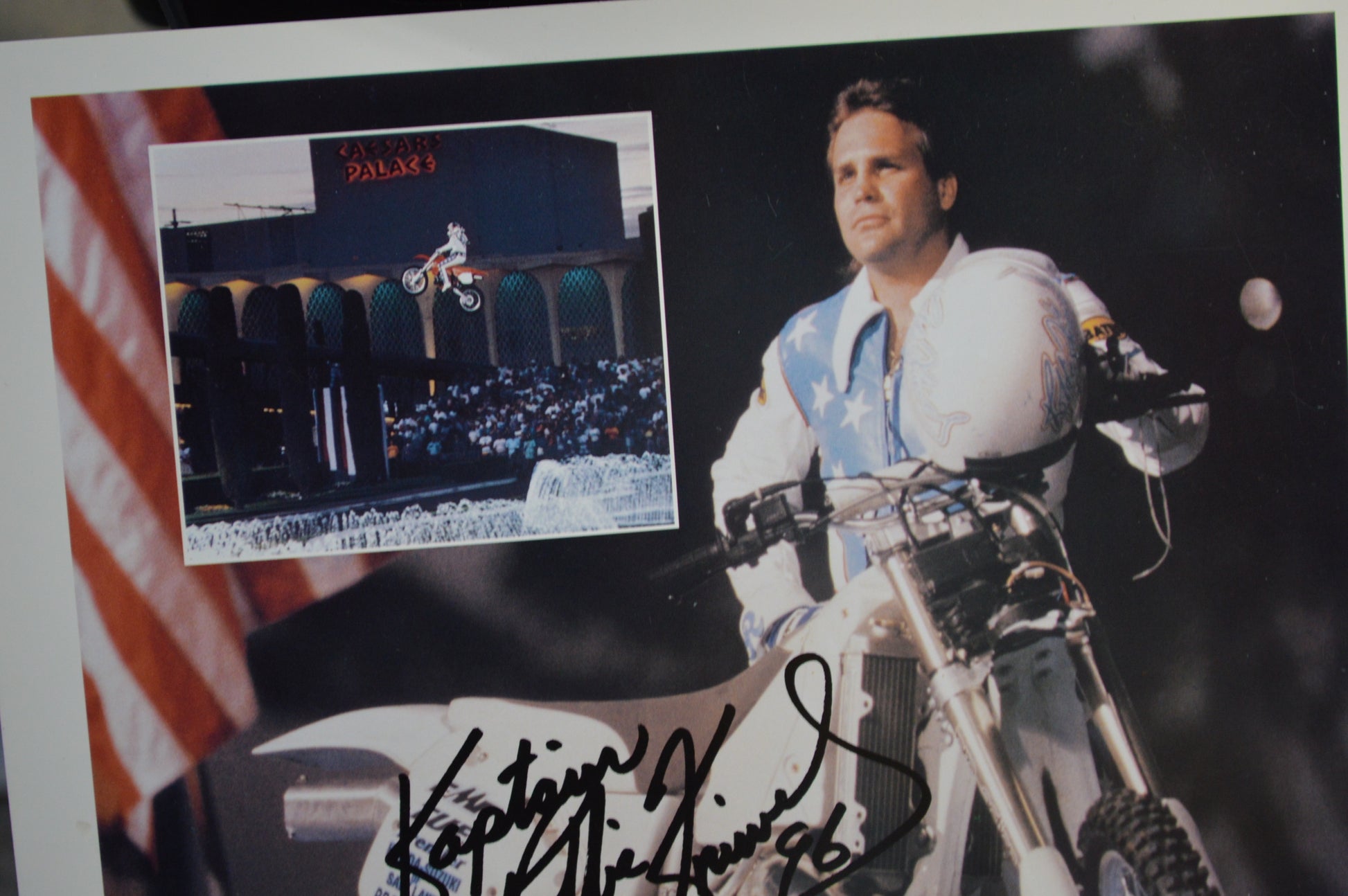 Kaptain Robbie Knievel Autographed Photo Caesars Palace 1996