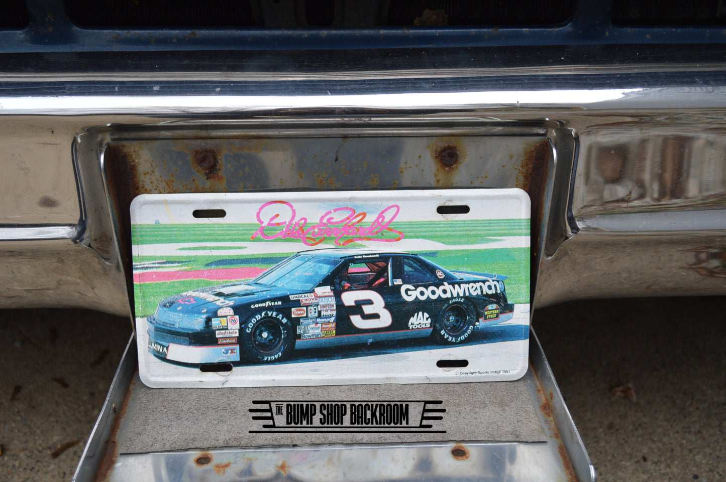 Vintage Dale Earnhardt Metal License Plate #3 Goodwrench Lumina 