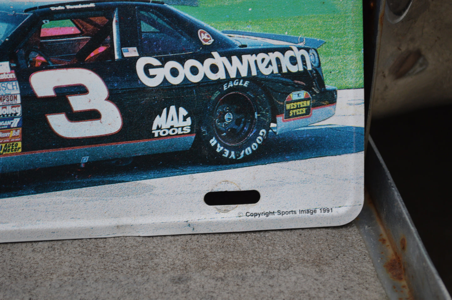 Vintage Dale Earnhardt Metal License Plate #3 Goodwrench Lumina 