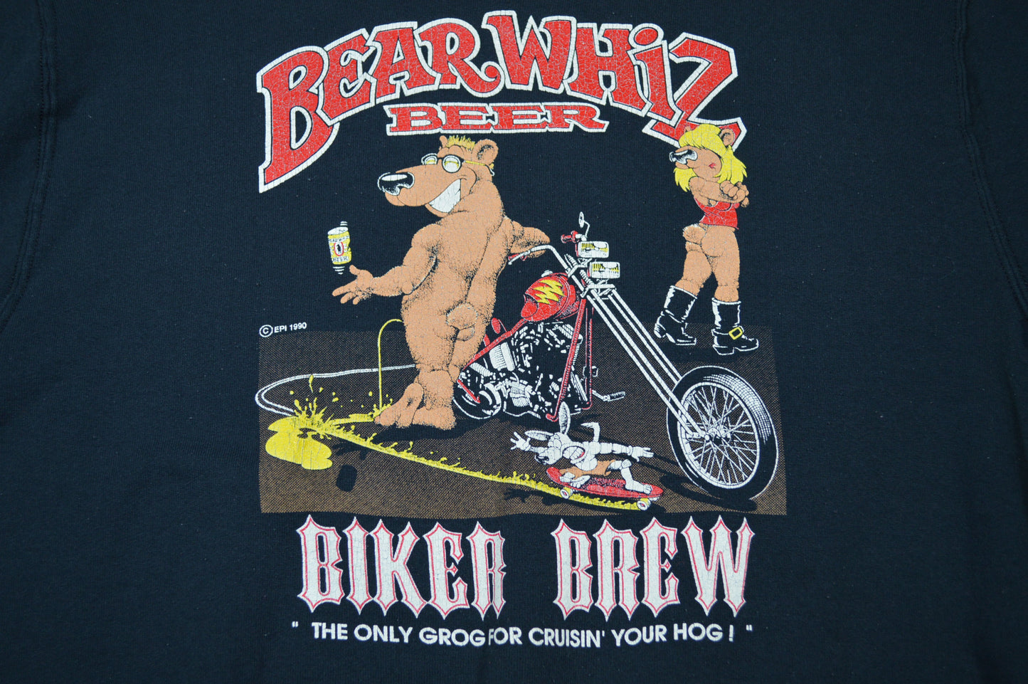 Vintage Bear Whiz Beer Sweatshirt Biker Brew 1990