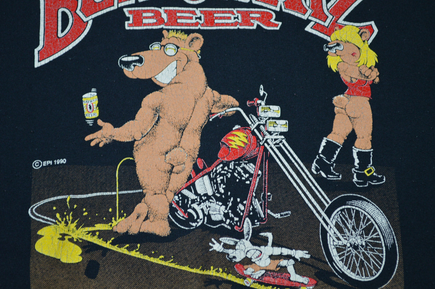 Vintage Bear Whiz Beer Sweatshirt Biker Brew 1990