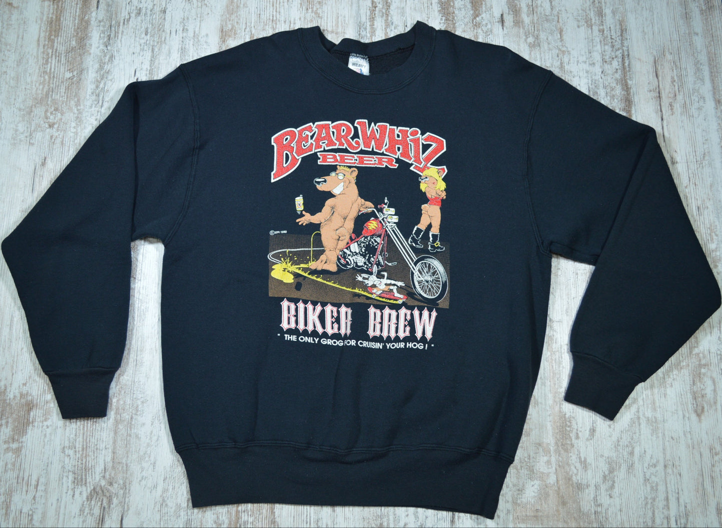 Vintage Bear Whiz Beer Sweatshirt Biker Brew 1990