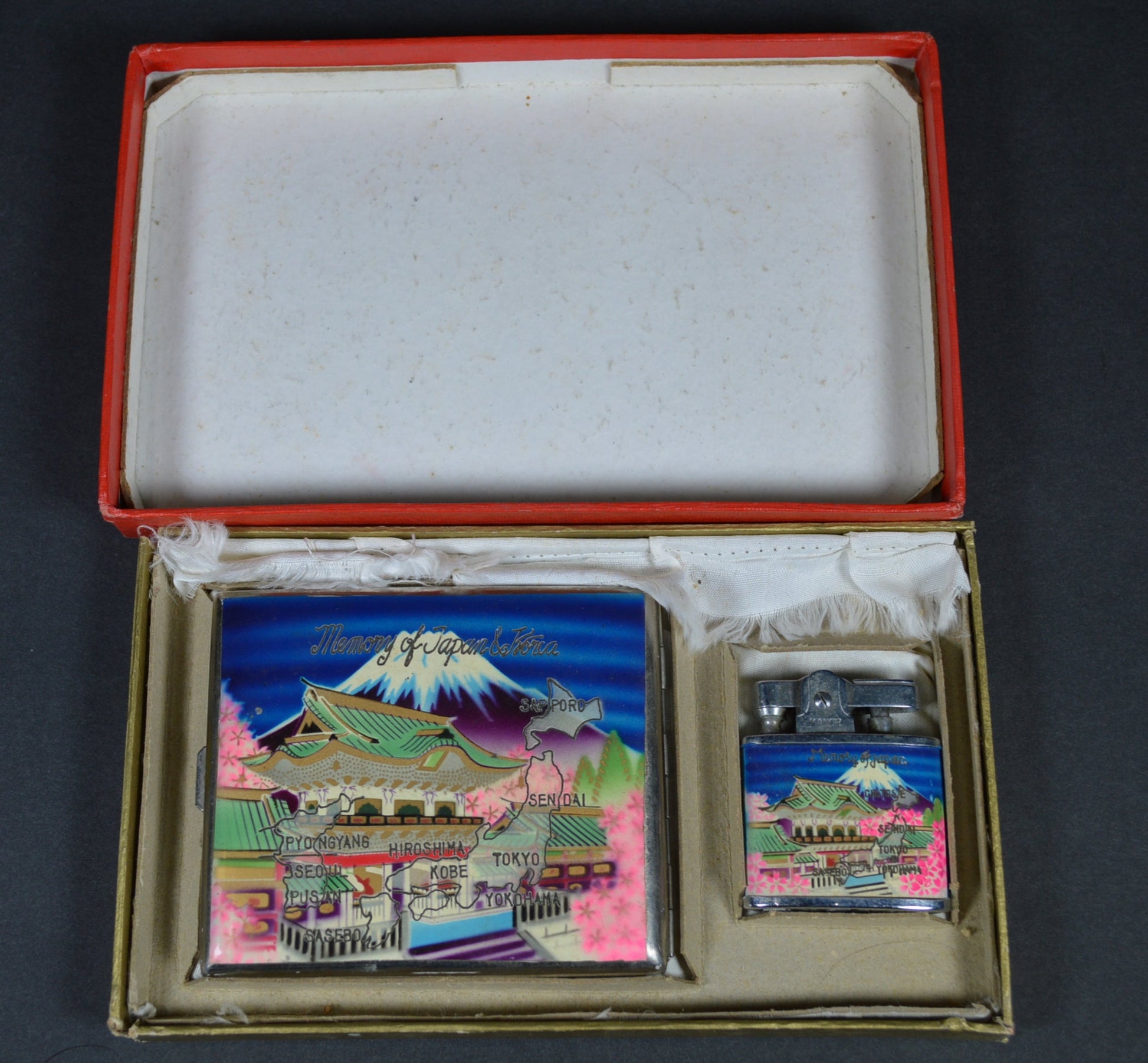 Vintage Japan Lighter and Cigarette Case 