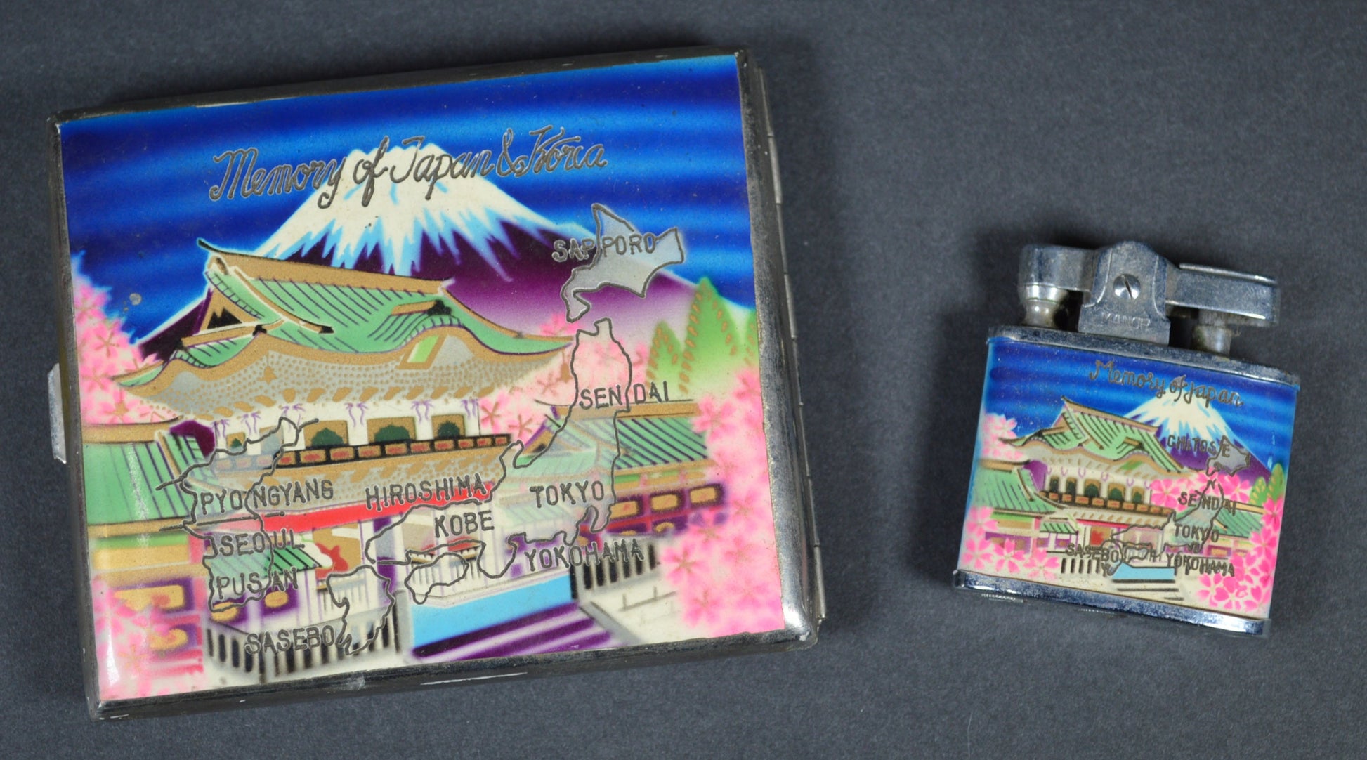 Vintage Japan Lighter and Cigarette Case 