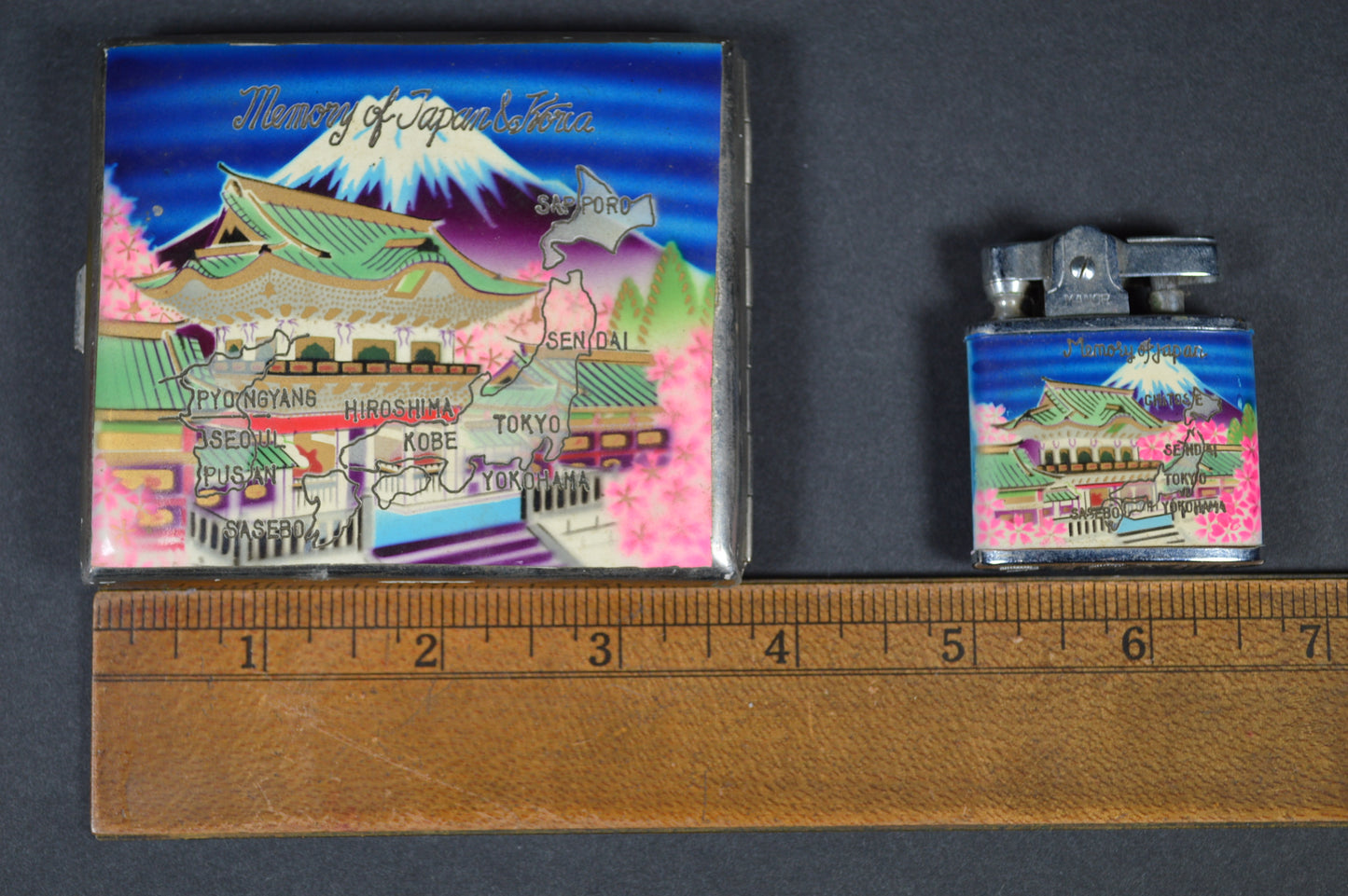 Vintage Japan Lighter and Cigarette Case 