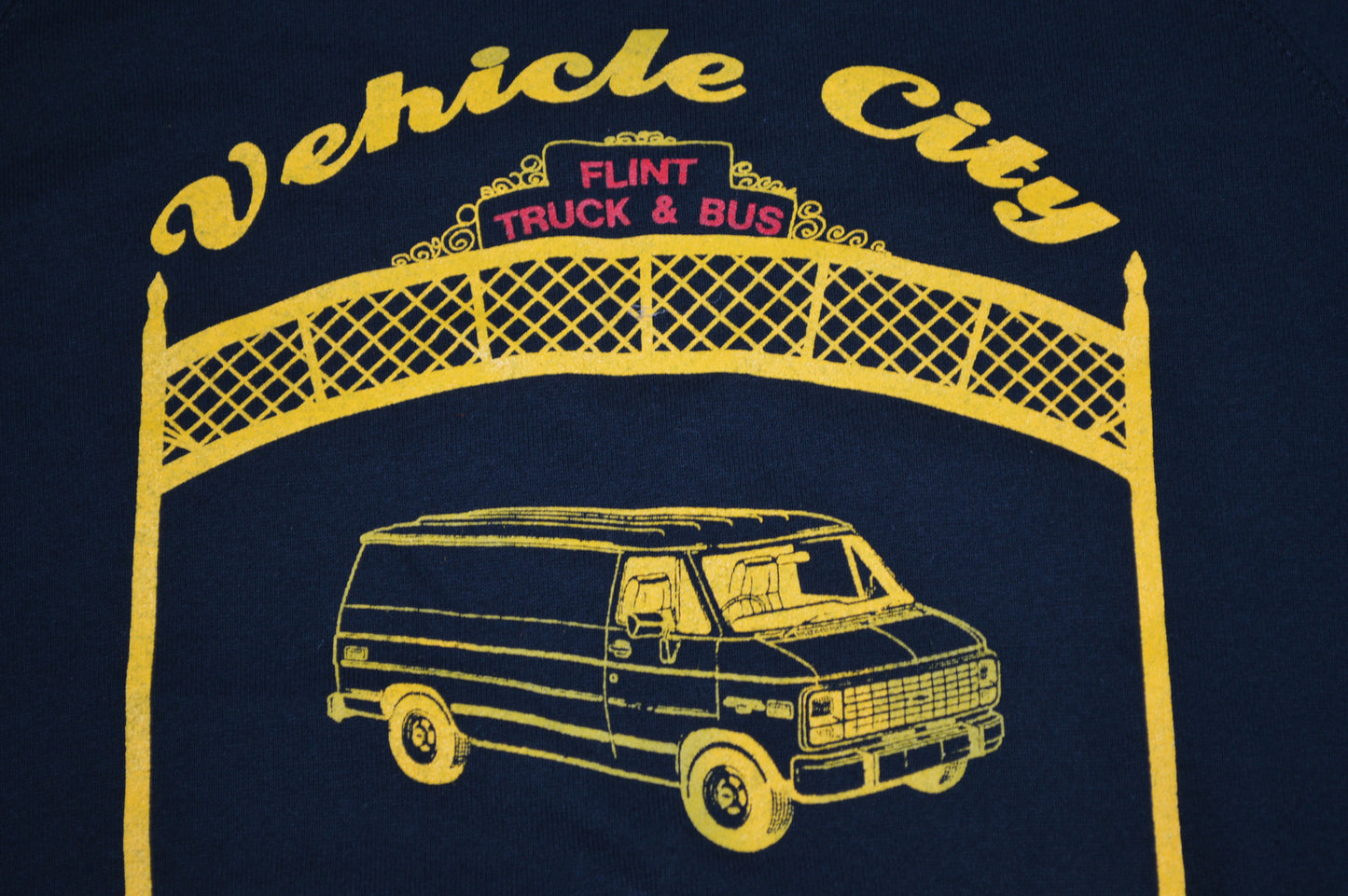 Vintage Flint Vehicle City Chevy Van Raglan Sweatshirt VTG 80s