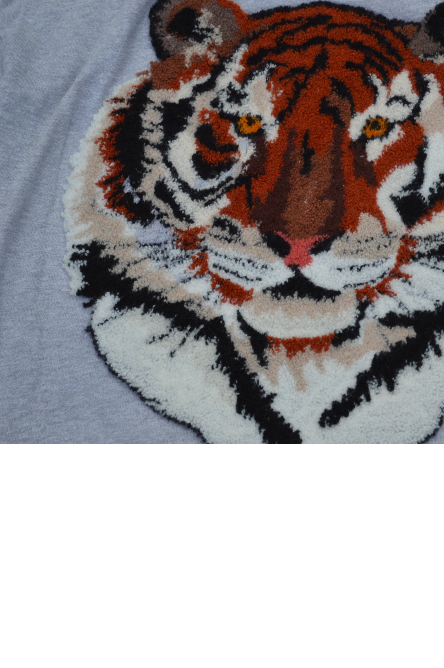 Vintage Chenille Tiger Patch Fruit of the Loom Pocket Tee 80s