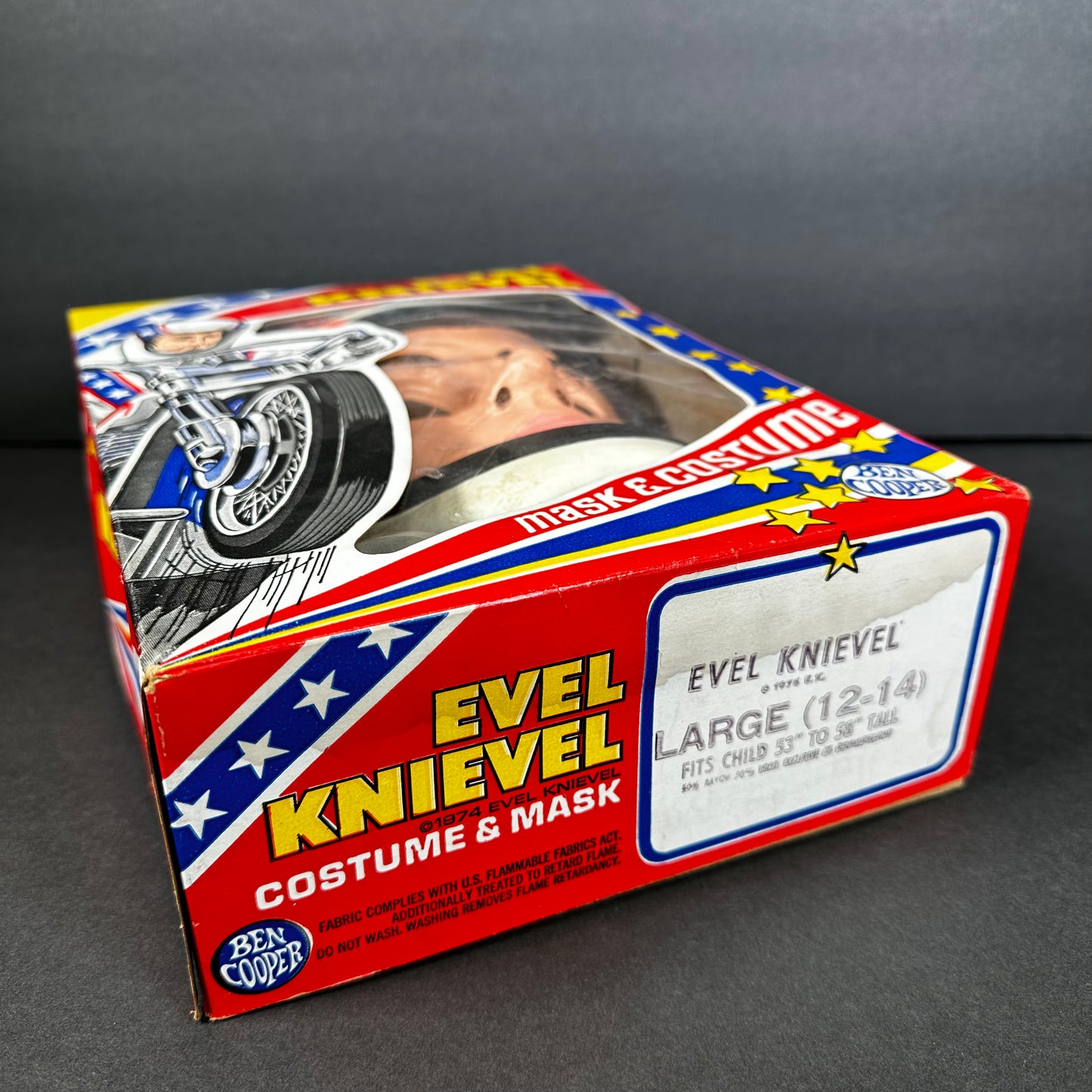 Vintage Evel Knievel Halloween Costume Mask and Suit 1974 Ben Cooper