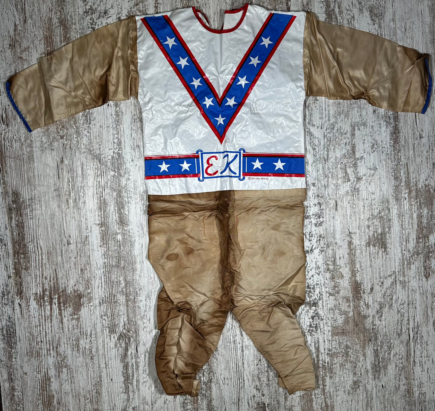 Vintage Evel Knievel Halloween Costume Mask and Suit 1974 Ben Cooper