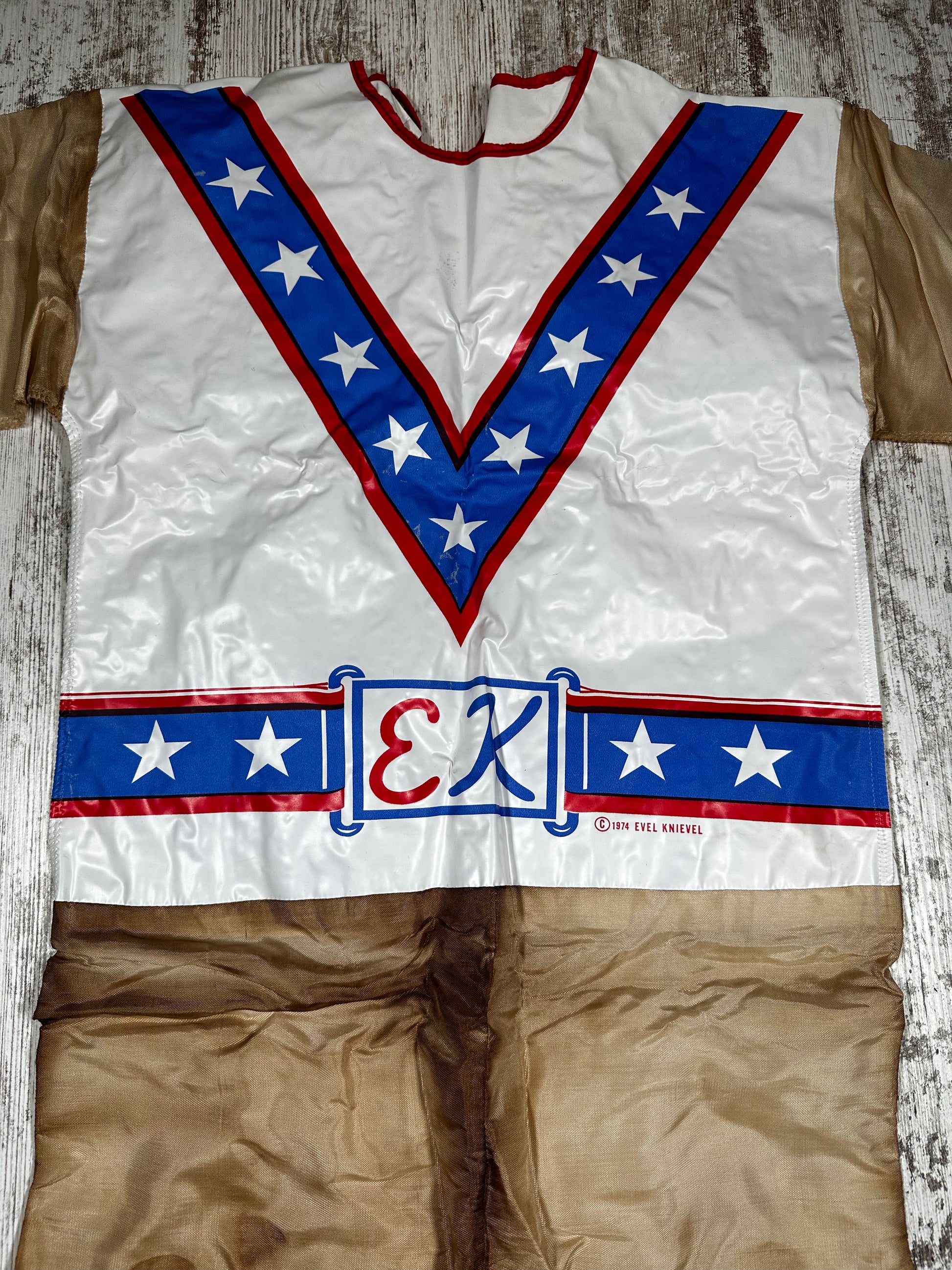 Vintage Evel Knievel Halloween Costume Mask and Suit 1974 Ben Cooper