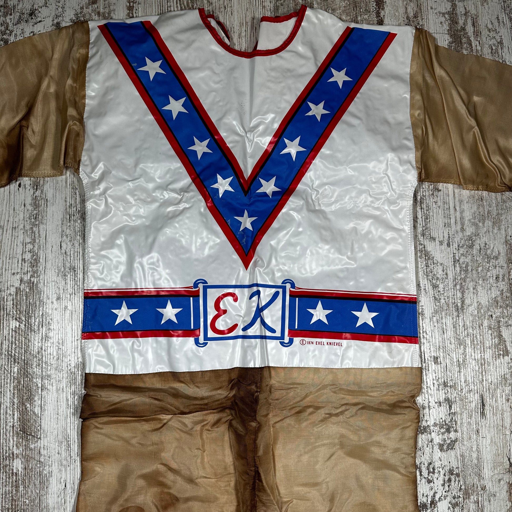 Vintage Evel Knievel Halloween Costume Mask and Suit 1974 Ben Cooper