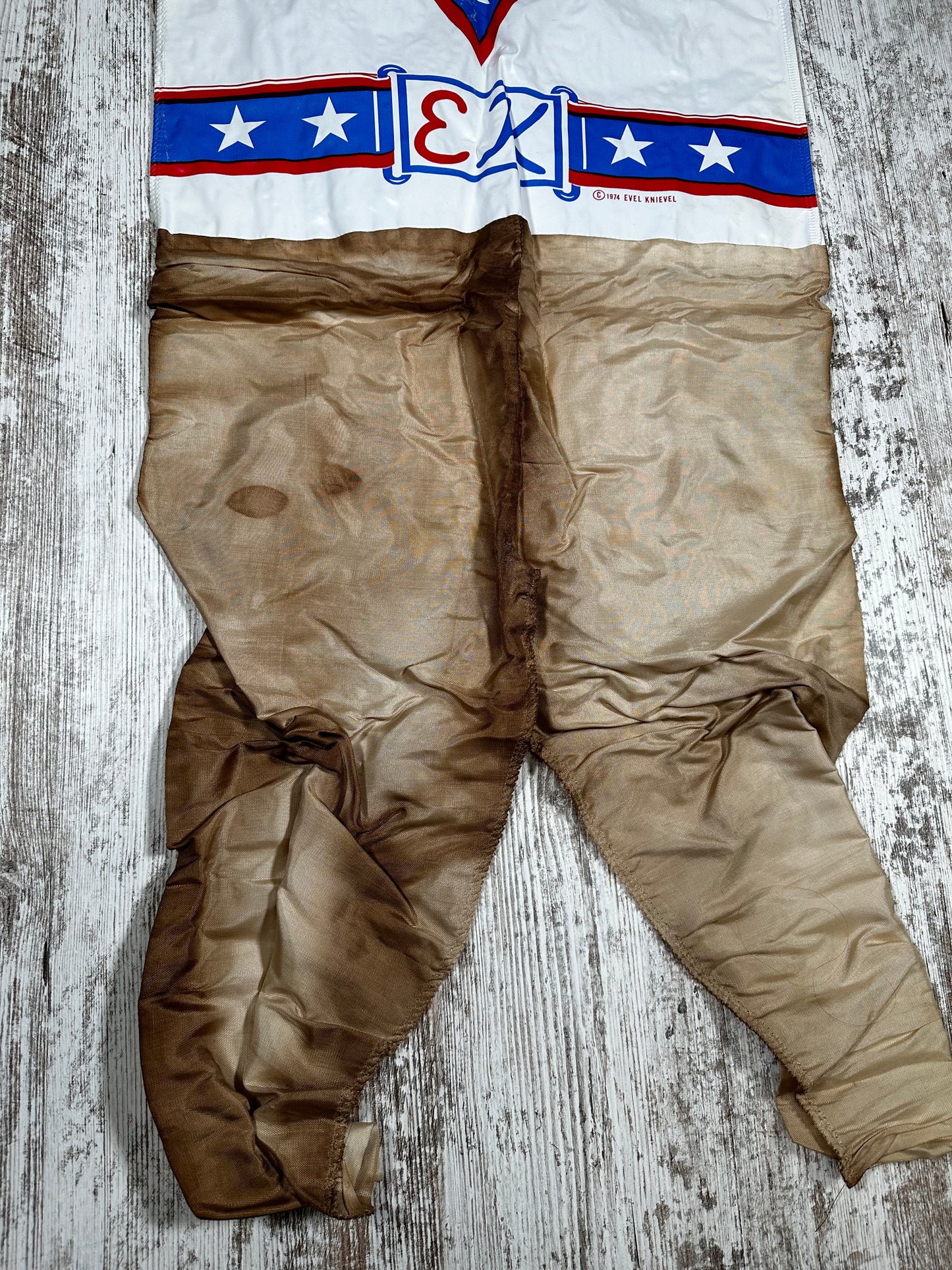 Vintage Evel Knievel Halloween Costume Mask and Suit 1974 Ben Cooper